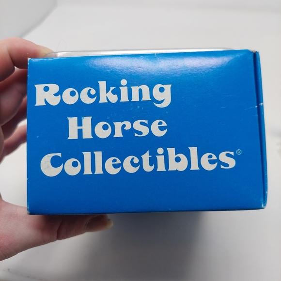 Rocking Horse Collectibles Hand Spun Glass Angel Ornament Blue Gold Christmas - Picture 3 of 12